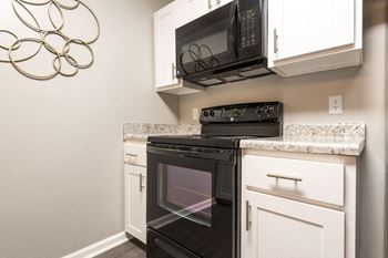 Electric range in kitchen