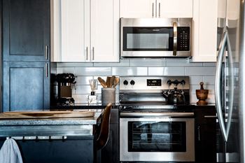 Electric range in kitchen