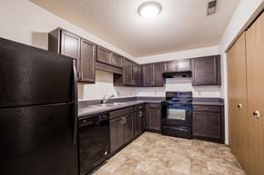 Anderson apartment for rent - kitchen with dark cabinets 