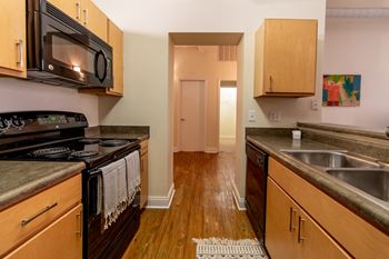 Electric range in kitchen