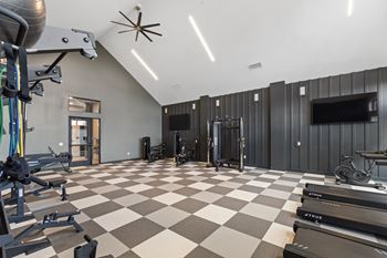 Fitness center with treadmills and weight machines 