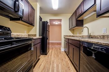 Updated kitchen with black appliances