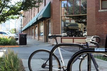 Street view with cycle parked in front