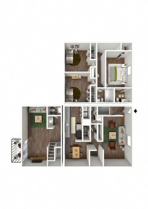 Floor plan for 3 beds, 2.5 baths, 2000 sqft