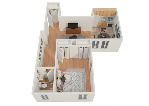 Floor plan for 1 bed, 1 bath