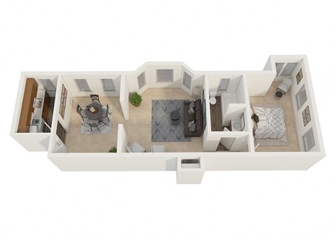 Floor plan for 1 bed, 1 bath