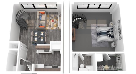 Floor plan for 1 bed, 1.5 baths, 846 sqft