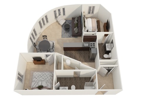 Floor plan for 2 beds, 2 baths, 900 sqft