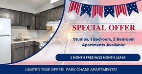 Philadelphia apartment for rent - A promotional image for a special offer on apartments at Park Chase.