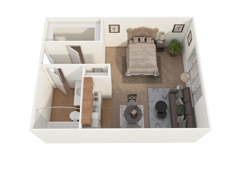 Floor plan for studio, 1 bath, 200 sqft
