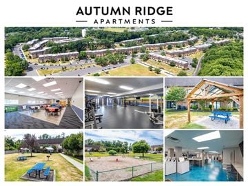 Blackwood apartment for rent - A collage of images showcasing the interior and exterior of Autumn Ridge Apartments.