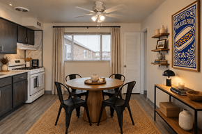 Philadelphia apartment for rent - A dining room with a table set for four.