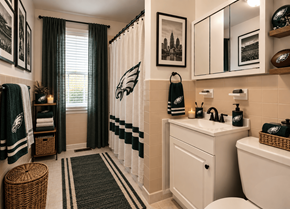 Philadelphia apartment for rent - A bathroom with a white toilet and a white sink.