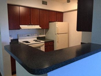 Open kitchen with appliances 