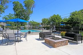 Davis apartment for rent - Pool area with fire pit and outdoor seating