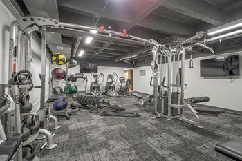 The gym at the flats at big tex apartments
