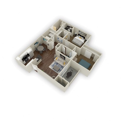 Floor plan for 2 beds, 2 baths, 1100 sqft