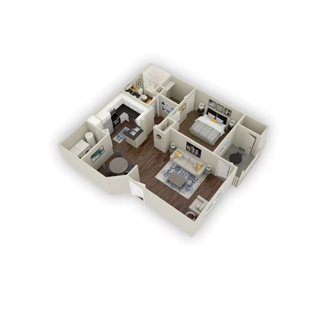 Floor plan for 1 bed, 1 bath, 785 sqft