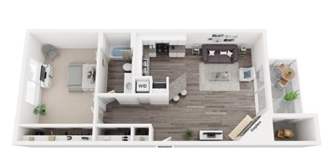 Floor plan for 1 bed, 1 bath