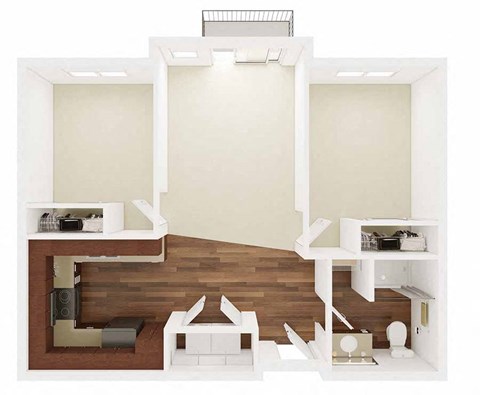 Floor plan for 2 beds, 1 bath, 830 sqft