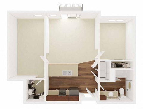 Floor plan for 2 beds, 1 bath, 901 sqft