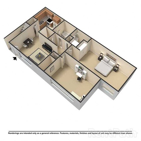 Floor plan for 2 beds, 2 baths, 854 sqft