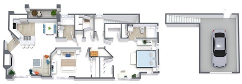 Floor plan for 2 beds, 2 baths, 1195 sqft