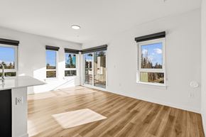 Shoreline apartment for rent - A room with a white wall and a window with a view of trees at Two 10 by Vintage, Shoreline