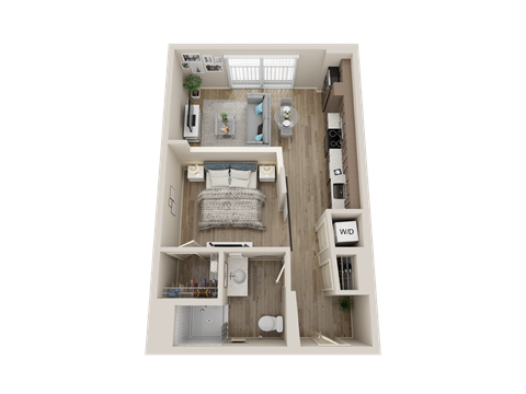 Floor plan for studio, 1 bath, 572 sqft