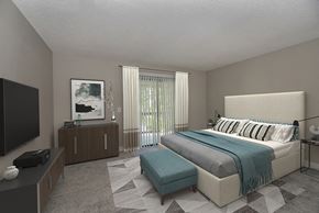 Dixon townhouse for rent - The Mews at Dixon Farms 3D furnished bedroom with large windows