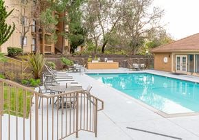 Richmond apartment for rent - Pool with lounge chairs at Bella Vista at Hilltop Apartments, California, 94806
