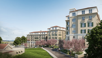 Belmont apartment for rent - A large building with a green lawn in front of it.