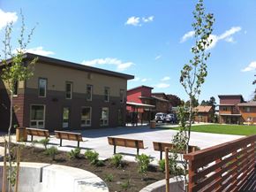 Portland apartment for rent - Benches In Courtyard at Bridge Meadows North Portland 55+, Portland Oregon