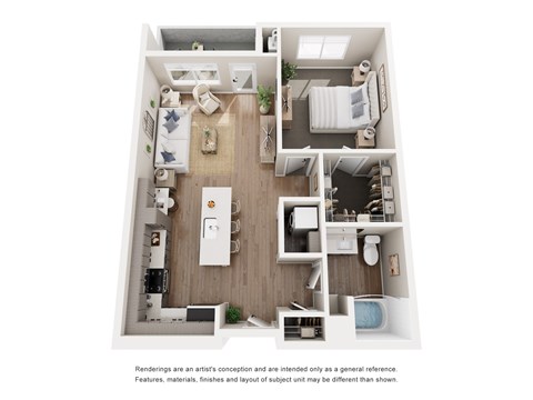 Floor plan for 1 bed, 1 bath, 780 sqft
