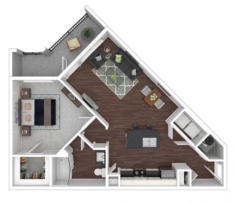 Floor plan for 1 bed, 1 bath, 759 sqft