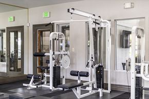 Sparks apartment for rent - a gym with a lot of machines and weights