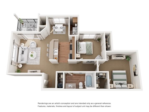 Floor plan for 2 beds, 1 bath, 872 sqft