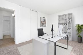 El Cajon apartment for rent - Bedroom set up as office with closet, bath, and carpet