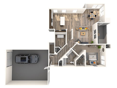 Floor plan for 1 bed, 1 bath, 1203 sqft