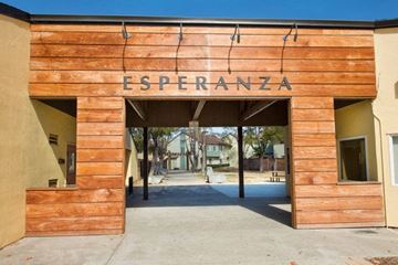 Alameda apartment for rent - the front of a building with a wood facade