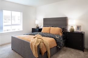 Mill Creek apartment for rent - Spacious Bedroom With Plush Carpeting And Large Window For Natural Sunlight at FARM BY VINTAGE, Washington, 98012