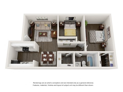 Floor plan for 2 beds, 1 bath, 800 sqft