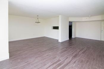 Living room and dining area near kitchen
