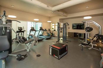 Fitness room with cardio and weight equipment