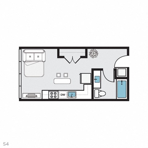 Floor plan for studio, 1 bath, 357 sqft