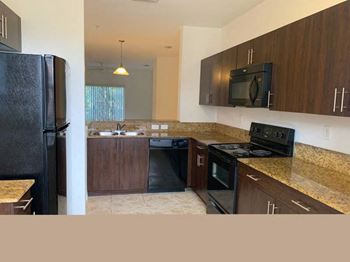Dark wood cabinetry
