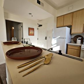 Dublin apartment for rent - a kitchen with a plate and utensils on a counter