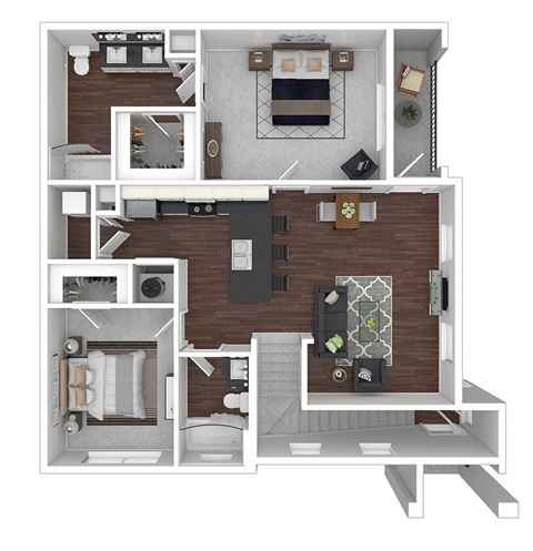 Floor plan for 2 beds, 2 baths, 1084 sqft