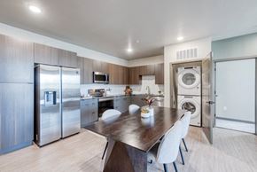 Reno apartment for rent - Double R kitchen with full size stacked washer and dryer