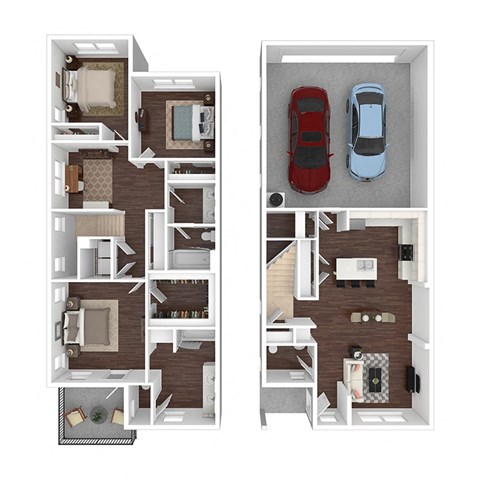 Floor plan for 3 beds, 2 baths, 1521 sqft
